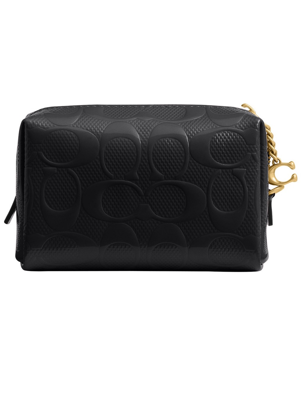 Coach Black Embossed Signature Leather Wristlet with Gold Hardware - Picture 3 of 10